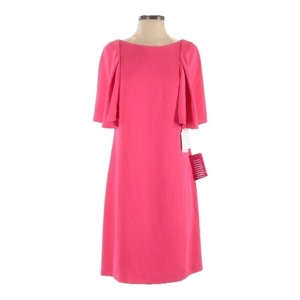 Trina Turk NWT Cosmo Pink Flutter Sleeve Sheath Dress 4 Square Neck Knee Length